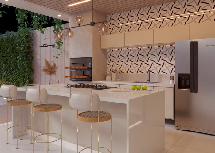 Cozinha com Azulejo Minimalista de Design Assinado