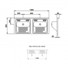 Tanque Mekal Cuba Dupla Standard 1300 Ao Inox Lavanderia