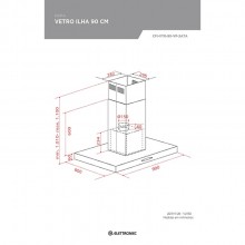 Coifa Vetro Ilha Elettromec 90cm 220V Titanium Gourmet