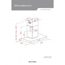 Coifa Vetro Parede Elettromec 90cm 220V Gourmet Titanium