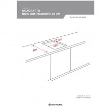 Cooktop Domino Quadratto Gas 2 Queimadores 30cm Bivolt 