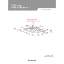 Cooktop Domin Quadratto Gs 1 Boca 30cm Elettromec Titanium