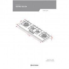 Cooktop Vetro Vitrocermico Preto 110cm Bivolt Elettromec