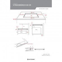 Cooktop de Vidro P/Bancada 90cm Preto e Inox 220V Elettromec