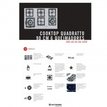 Cooktop Quadratto Gs 6 Bocas 90 Profissional Elettromec